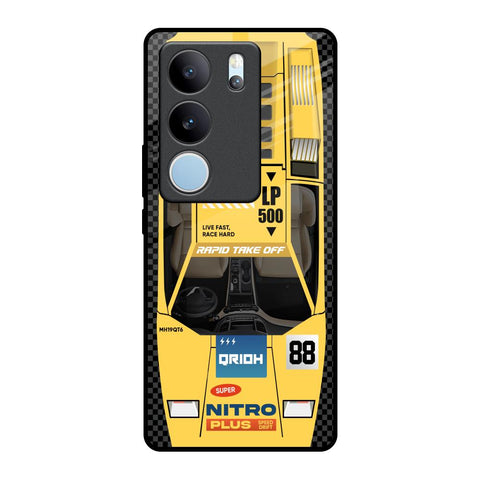 Yellow Racing Car Glossy Case for Vivo V29 5G