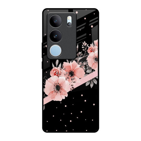 Floral Black Band Glossy Case For Vivo V29 5G