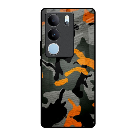 Camouflage Orange Glossy Case For Vivo V29 5G