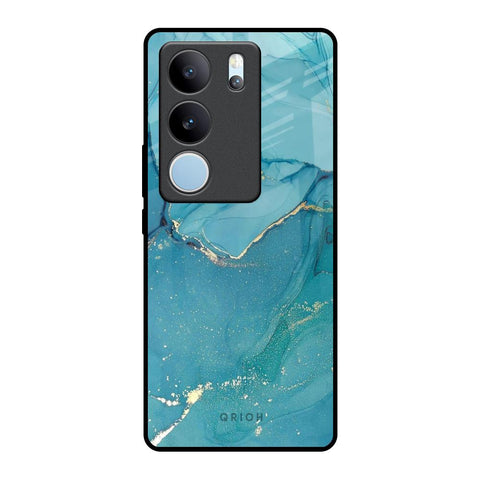 Blue Golden Glitter Glossy Case for Vivo V29 5G