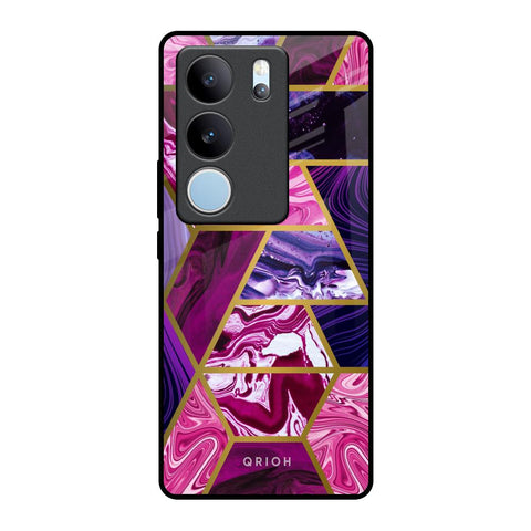 Electroplated Geometric Marble Glossy Case for Vivo V29 5G