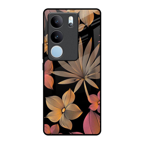 Lines Pattern Flowers Glossy Case for Vivo V29 5G