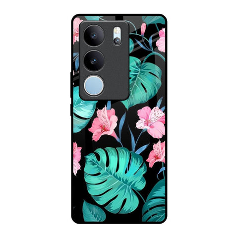 Tropical Leaves & Pink Flowers Glossy Case for Vivo V29 Pro 5G