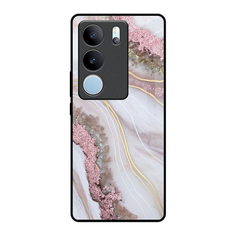 Pink & Gold Gllitter Marble Glossy Case for Vivo V29 Pro 5G