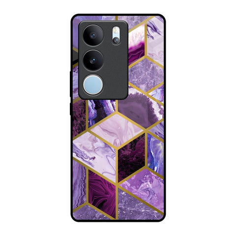 Purple Rhombus Marble Glossy Case for Vivo V29 Pro 5G