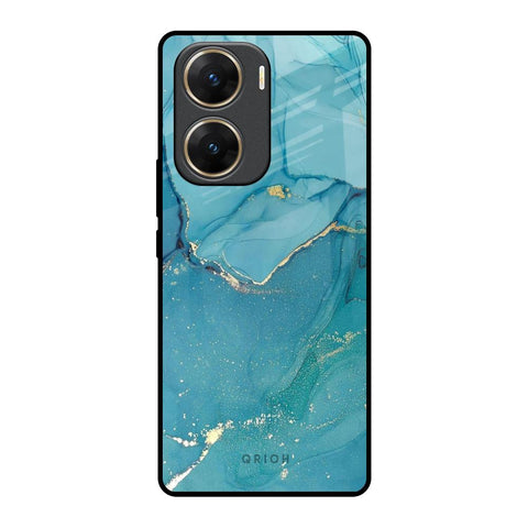Blue Golden Glitter Glossy Case for Vivo V29e 5G