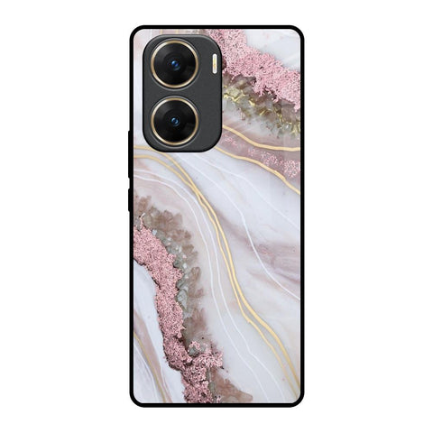 Pink & Gold Gllitter Marble Glossy Case for Vivo V29e 5G