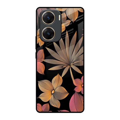 Lines Pattern Flowers Glossy Case for Vivo V29e 5G