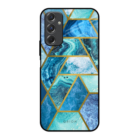 Turquoise Geometrical Marble Glossy Case for Samsung Galaxy F34 5G