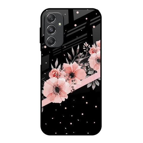 Floral Black Band Glossy Case For Samsung Galaxy M34 5G