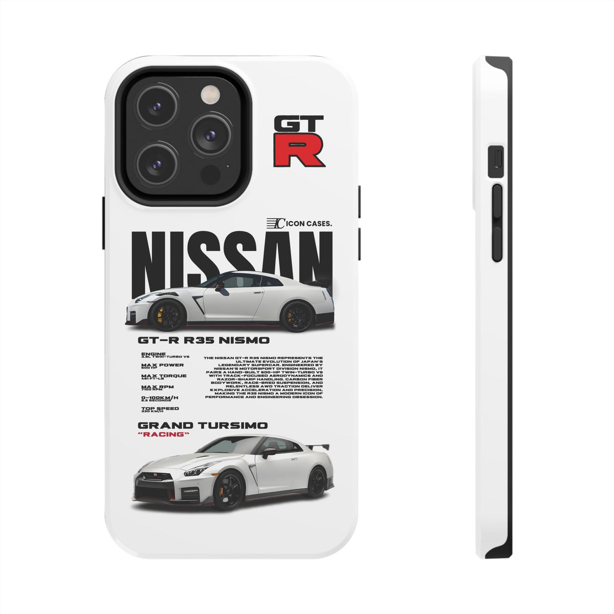 Nissan GT-R R35 White Premium Tough Shining Phone Case (Double Layer) Available For All iPhone Models