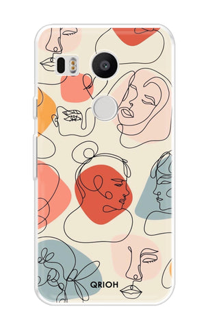 Abstract Faces Soft Cover for Nexus 5x