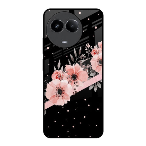 Floral Black Band Glossy Case For Realme 11x 5G