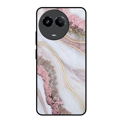 Pink & Gold Gllitter Marble Glossy Case for Realme 11x 5G