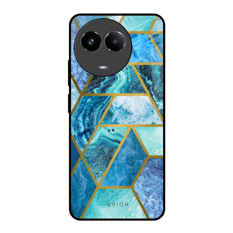 Turquoise Geometrical Marble Glossy Case for Realme 11x 5G