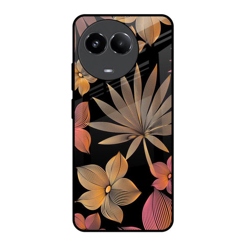 Lines Pattern Flowers Glossy Case for Realme 11x 5G