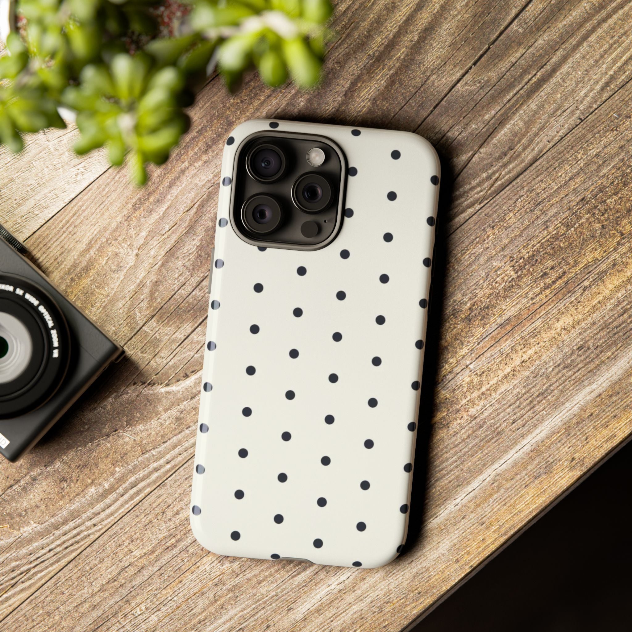 White Polka Dots Tough Case  Available For All iPhone Models