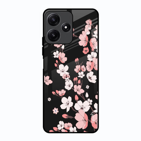Black Cherry Blossom Glossy Case for Poco M6 Pro 5G