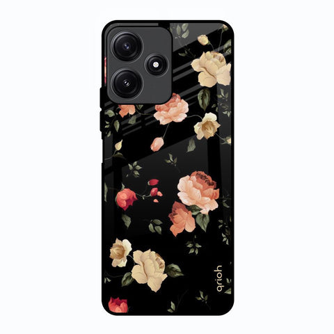 Black Spring Floral Glossy Case for Poco M6 Pro 5G