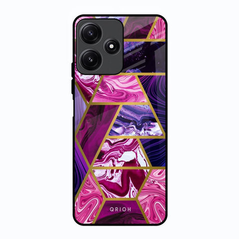 Electroplated Geometric Marble Glossy Case for Poco M6 Pro 5G