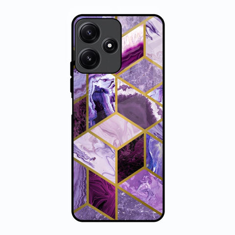Purple Rhombus Marble Glossy Case for Poco M6 Pro 5G