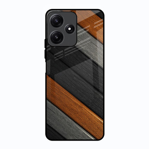 Tri Color Wood Glossy Case for Poco M6 Pro 5G