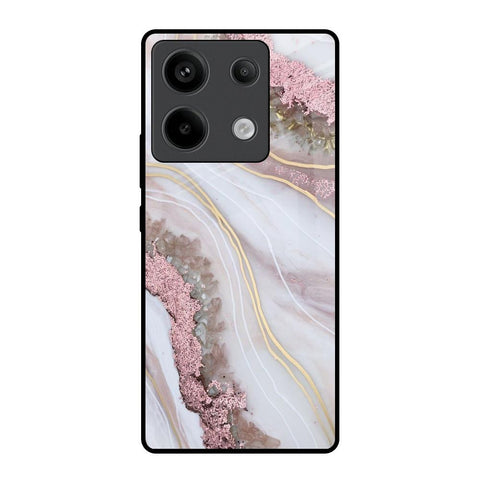 Pink & Gold Gllitter Marble Glossy Case for Redmi Note 13 Pro 5G
