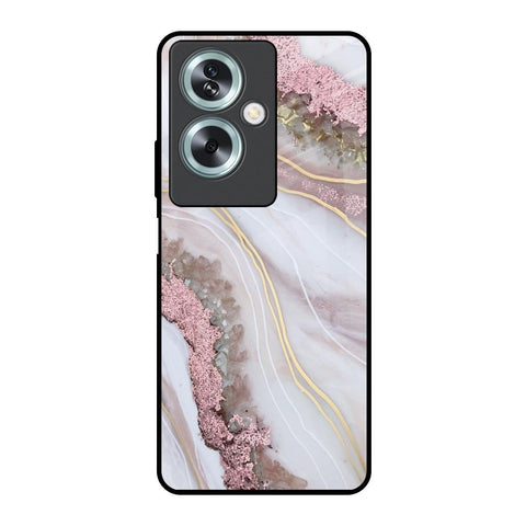 Pink & Gold Gllitter Marble Glossy Case for Oppo A79 5G