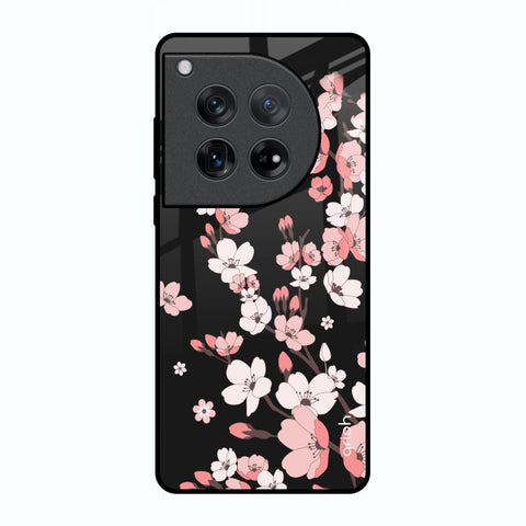 Black Cherry Blossom Glossy Case for Oneplus 12