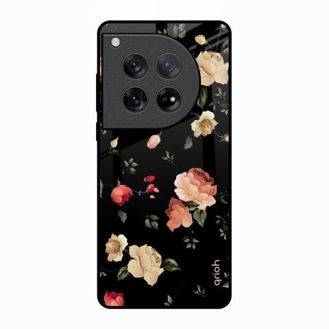 Black Spring Floral Glossy Case for Oneplus 12
