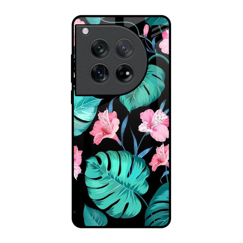 Tropical Leaves & Pink Flowers Glossy Case for Oneplus 12
