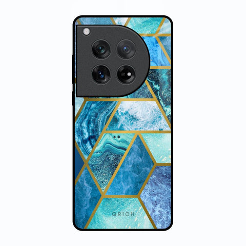 Turquoise Geometrical Marble Glossy Case for Oneplus 12