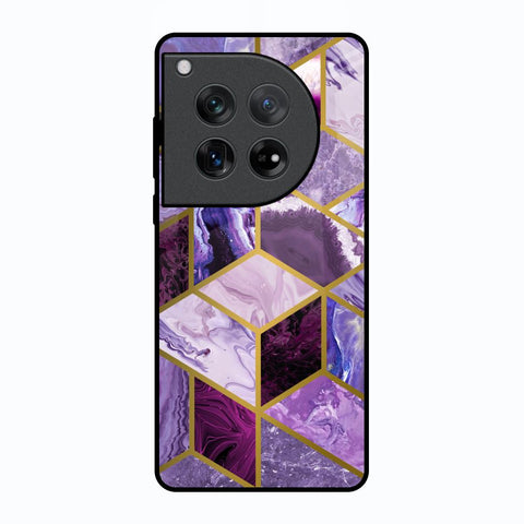 Purple Rhombus Marble Glossy Case for Oneplus 12