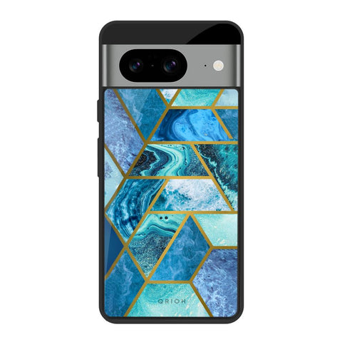Turquoise Geometrical Marble Glossy Case for Google Pixel 8