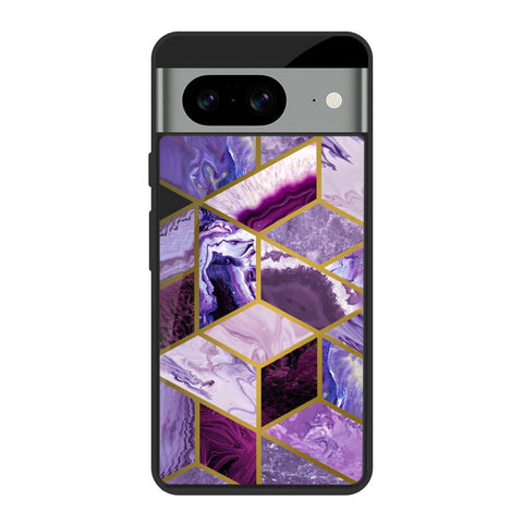 Purple Rhombus Marble Glossy Case for Google Pixel 8