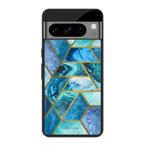 Turquoise Geometrical Marble Glossy Case for Google Pixel 8 Pro