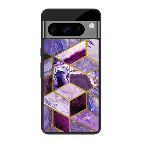 Purple Rhombus Marble Glossy Case for Google Pixel 8 Pro