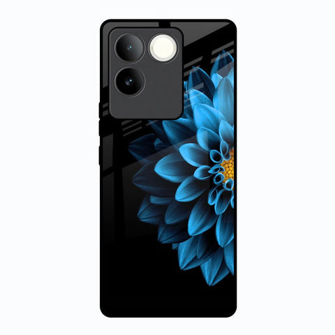 Half Blue Flower Glossy Case for Vivo T2 Pro 5G