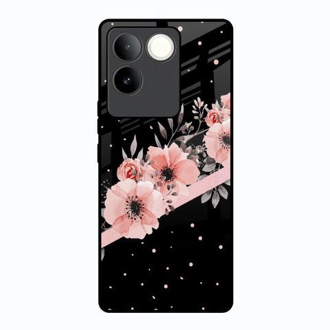 Floral Black Band Glossy Case For Vivo T2 Pro 5G