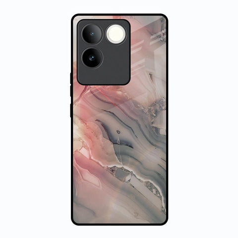 Pink And Grey Marble Glossy Case For Vivo T2 Pro 5G