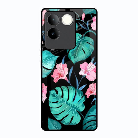 Tropical Leaves & Pink Flowers Glossy Case for Vivo T2 Pro 5G