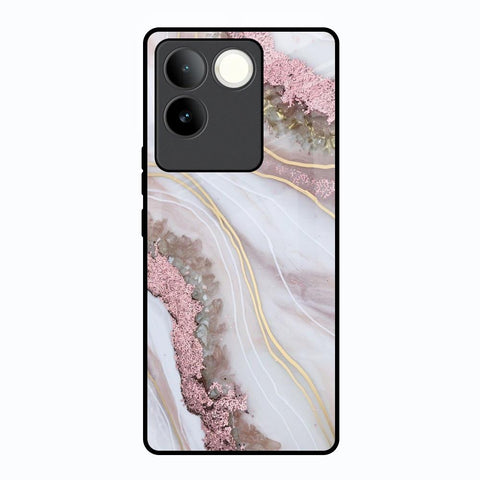 Pink & Gold Gllitter Marble Glossy Case for Vivo T2 Pro 5G