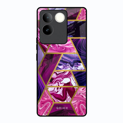 Electroplated Geometric Marble Glossy Case for Vivo T2 Pro 5G