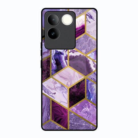 Purple Rhombus Marble Glossy Case for Vivo T2 Pro 5G