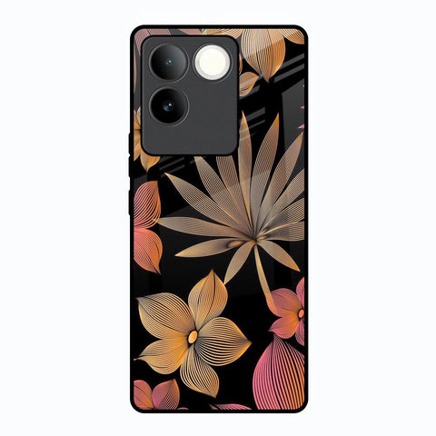 Lines Pattern Flowers Glossy Case for Vivo T2 Pro 5G