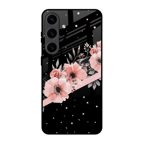 Floral Black Band Glossy Case For Samsung Galaxy S24 5G