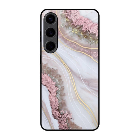 Pink & Gold Gllitter Marble Glossy Case for Samsung Galaxy S24 5G