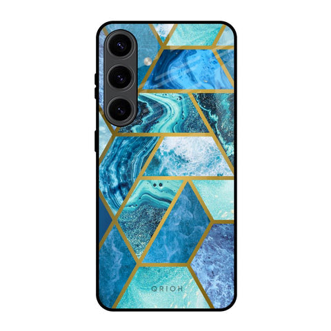 Turquoise Geometrical Marble Glossy Case for Samsung Galaxy S24 5G