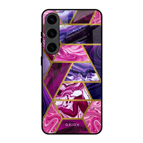 Electroplated Geometric Marble Glossy Case for Samsung Galaxy S24 5G