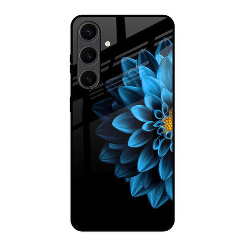 Half Blue Flower Glossy Case for Samsung Galaxy S24 Plus 5G
